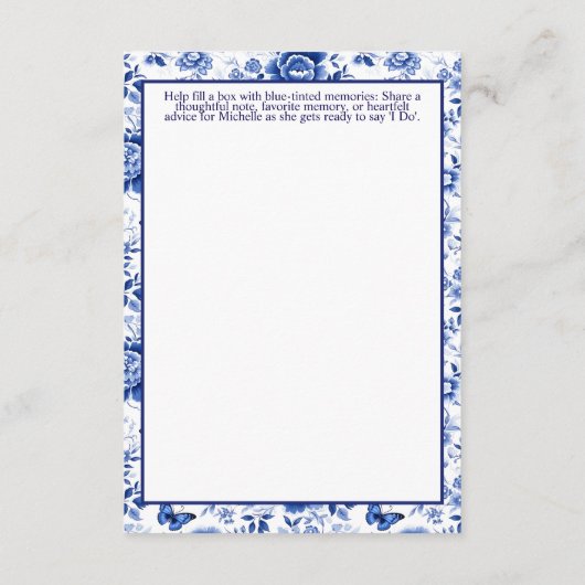 Something Blue Before I Do Florale Brautparty  Begleitkarte (Rückseite)