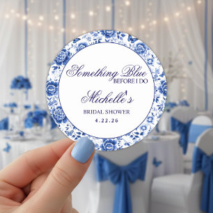 Something Blue Before I Do Florale Brautparty Runder Aufkleber