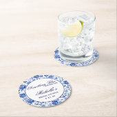 Something Blue Before I Do Florale Brautparty  Runder Pappuntersetzer (Vor Ort)