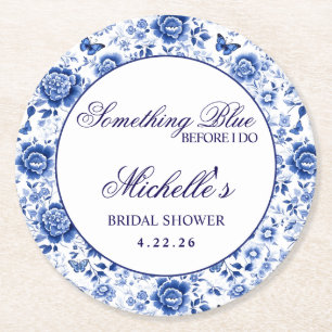 Something Blue Before I Do Florale Brautparty  Runder Pappuntersetzer