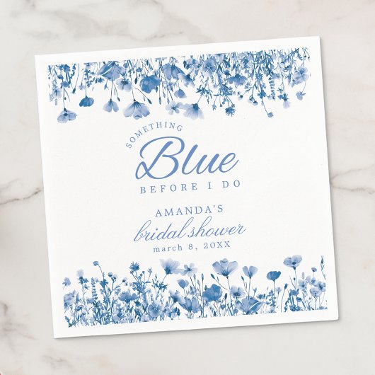 Something Blue Before I Do Florale Brautparty Serviette
