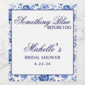 Something Blue Before I Do Florale Brautparty Weinetikett (Einzelnes Label)
