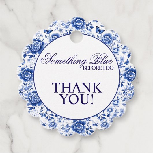 Something Blue Before I Do Florale Hochzeitsdusche Geschenkanhänger (Vorderseite)