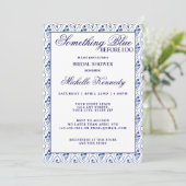 Something Blue Before I Do Florale Hochzeitsshower Einladung (Stehend Vorderseite)