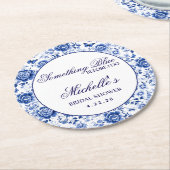 Something Blue Before I Do Florale Hochzeitsshower Runder Pappuntersetzer (Angewinkelt)