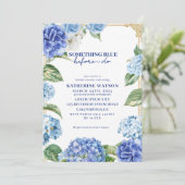 Something blue before i do hydrangea bridal shower einladung (Stehend Vorderseite)