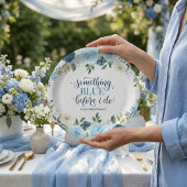 Something Blue Before I Do Navy Floral Brautparty Pappteller