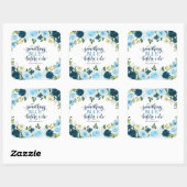 Something Blue Before I Do Navy Floral Bridal Show Quadratischer Aufkleber (Blatt)