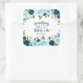 Something Blue Before I Do Navy Floral Bridal Show Quadratischer Aufkleber (Tasche)