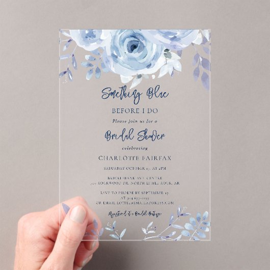 Something Blue Before I Do Script Bridal Shower Acryleinladungen (Insitu (Handheld))