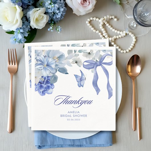 Something blue blue and white floral bridal shower serviette