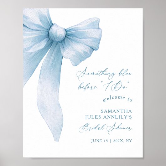Something Blue Blue Bow Bridal Shower Welcome Sign Poster (Vorne)