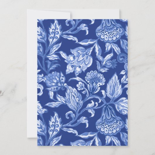 Something blue blue chinoiserie bridal shower einladung (Rückseite)