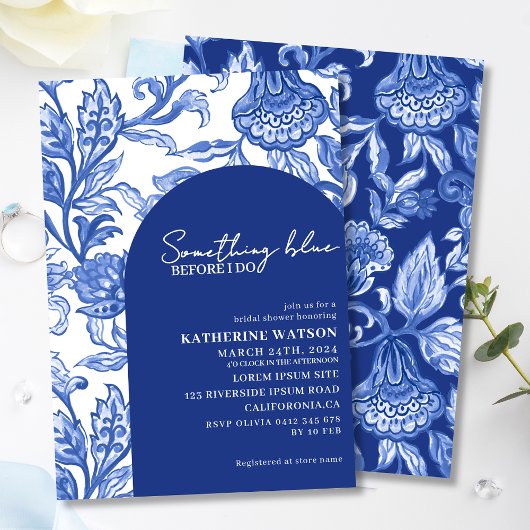 Something blue blue chinoiserie bridal shower einladung