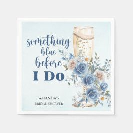 Something Blue Blush Roses Floral Bridal Shower Serviette
