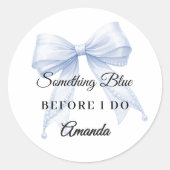 Something blue bow Bridal Showe Runder Aufkleber (Vorderseite)