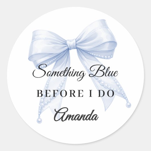 Something blue bow Bridal Showe Runder Aufkleber (Vorderseite)
