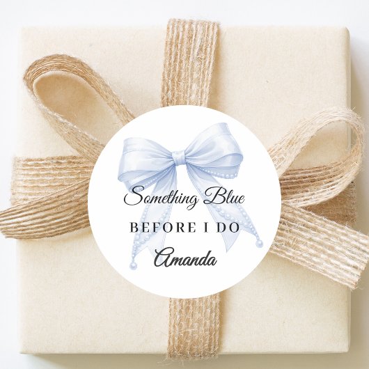 Something blue bow Bridal Showe Runder Aufkleber