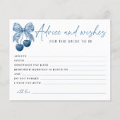 Something Blue Bow Bridal Shower Advice Card (Vorderseite)