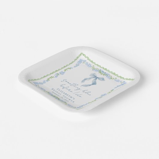 Something Blue Bow Bridal Shower Pappteller (Gewinkelt)