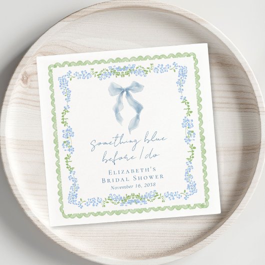 Something Blue Bow Bridal Shower Serviette