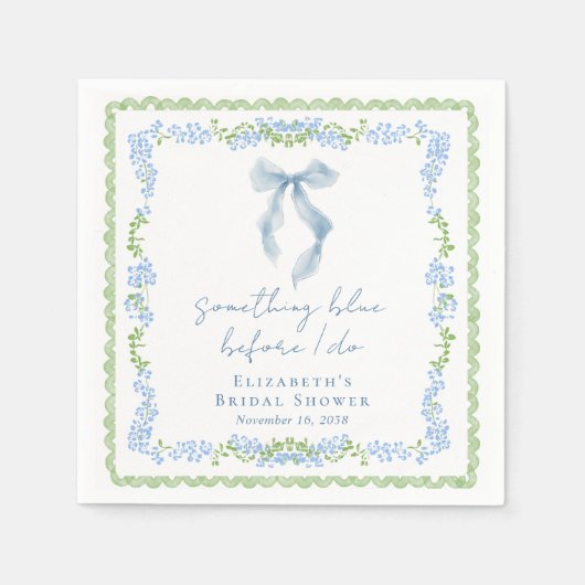 Something Blue Bow Bridal Shower Serviette (Vorderseite)