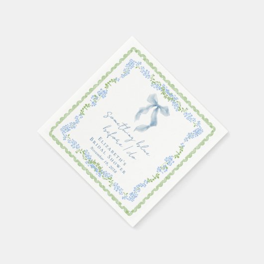 Something Blue Bow Bridal Shower Serviette (Ecke)