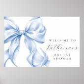 Something Blue Bow Bridal Shower Welcome Poster (Vorne)