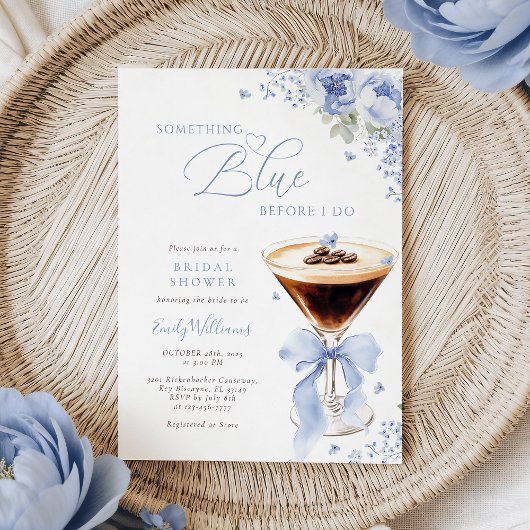 Something Blue Bow Coffee Bridal Shower Einladung