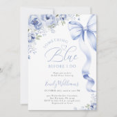 Something Blue Bow Floral Bridal Shower Invitation Einladung (Vorderseite)