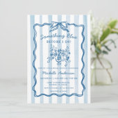 Something Blue Bow Stripe Bridal Shower Invitation Einladung (Stehend Vorderseite)