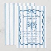 Something Blue Bow Stripe Bridal Shower Invitation Einladung (Vorne/Hinten)