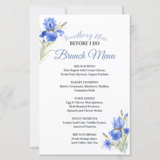 Something Blue Bridal Shower Brunch Menu (Vorderseite)