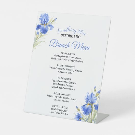 Something Blue Bridal Shower Brunch Menu Sockelschild (Vorderseite)