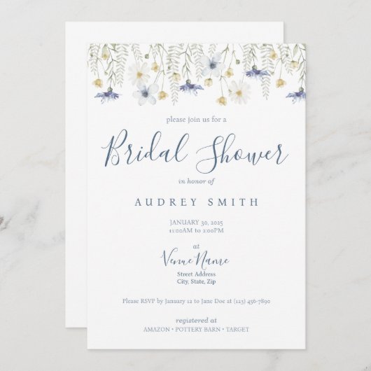 Something Blue Bridal Shower Invitation Einladung (Vorne/Hinten)