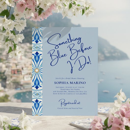 Something Blue Bridal Shower | Mediterranean Tile  Einladung