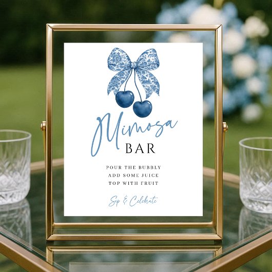 Something Blue Bridal Shower Mimosa Bar Sign Poster