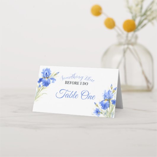Something Blue Bridal Shower Table Number Platzkarte (Vorderseite)