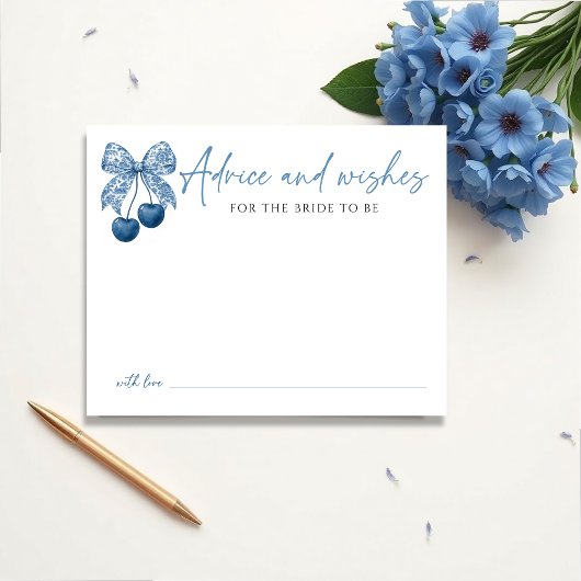 Something Blue Bridal Shower Theme Advice Card