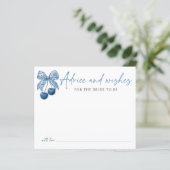 Something Blue Bridal Shower Theme Advice Card (Stehend Vorderseite)