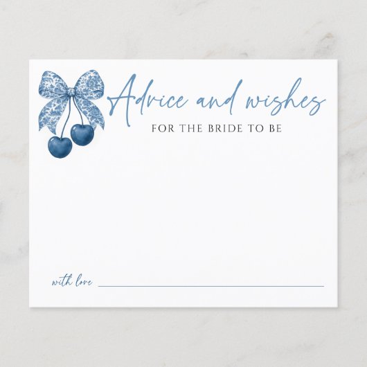 Something Blue Bridal Shower Theme Advice Card (Vorderseite)