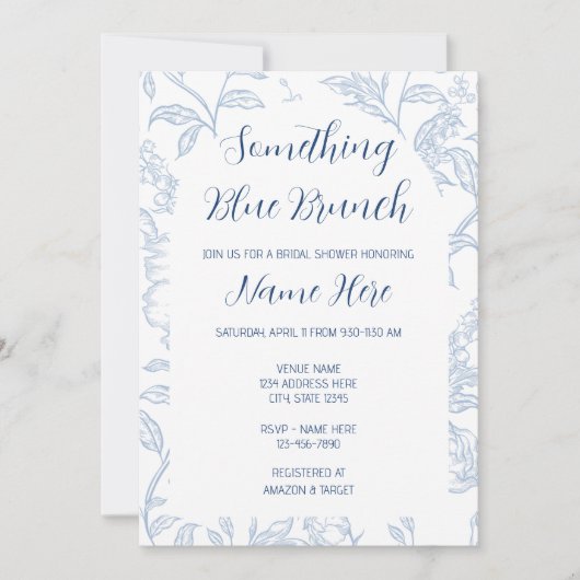 Something Blue Brunch Bridal Shower Invitation Einladung (Vorderseite)