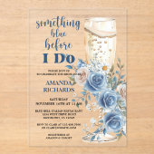Something Blue Champagne Floral Bridal Shower Acryleinladungen (Vorderseite)