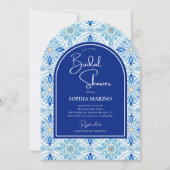 Something Blue Coastal Mediterranean Bridal Shower Einladung (Vorderseite)