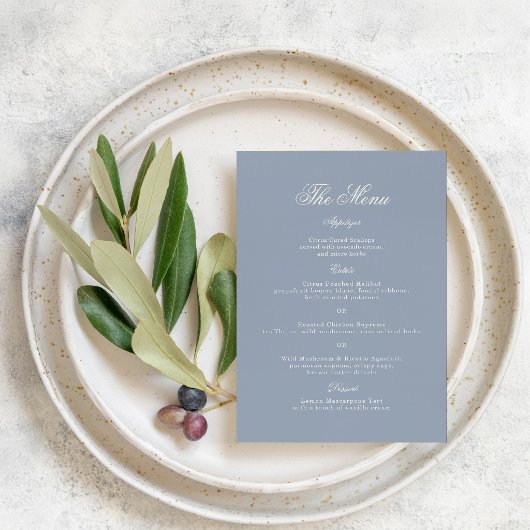 Something Blue Elegant Wedding Menu Card Einladung