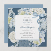 Something Blue Floral Bow Bridal Shower Einladung (Vorne/Hinten)