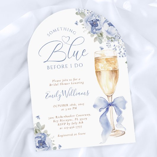 Something Blue Floral Bridal Shower Arched Einladung