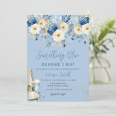 Something Blue Floral Bridal Shower  Einladung (Stehend Vorderseite)