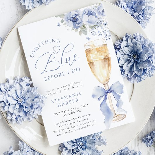 Something Blue Floral Bridal Shower Invitation Einladung