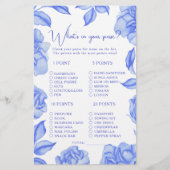 Something blue floral Bridal shower purse game (Vorderseite)